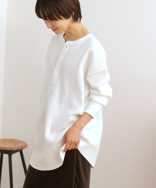 tシャツ 別注「Hanes / ヘインズ」ワッフルヘンリーネックプルオーバー レディース Hanes tシャツ 別注「Hanes / ヘインズ」ワッフルヘンリーネック