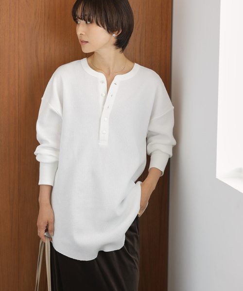 tシャツ 別注「Hanes / ヘインズ」ワッフルヘンリーネックプルオーバー レディース Hanes tシャツ 別注「Hanes / ヘインズ」ワッフルヘンリーネック