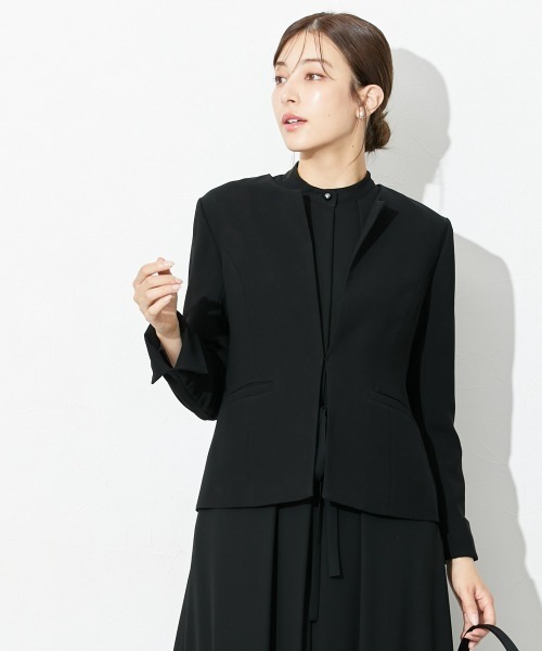 セレモニースーツ セットアップ 高身長　「喪服・礼服」前開きロングワンピースアンサンブル（ウォッシャブル・接触冷感）（トールサイズ） レディースの画像