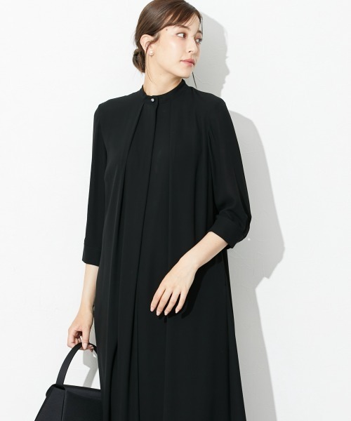 セレモニースーツ セットアップ 高身長　「喪服・礼服」前開きロングワンピースアンサンブル（ウォッシャブル・接触冷感）（トールサイズ） レディースの画像