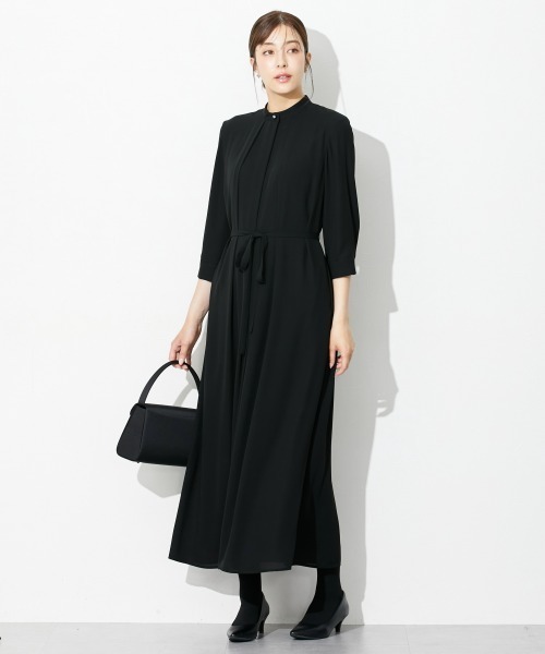 セレモニースーツ セットアップ 高身長　「喪服・礼服」前開きロングワンピースアンサンブル（ウォッシャブル・接触冷感）（トールサイズ） レディースの画像