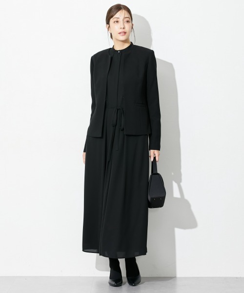 セレモニースーツ セットアップ 高身長　「喪服・礼服」前開きロングワンピースアンサンブル（ウォッシャブル・接触冷感）（トールサイズ） レディースの画像