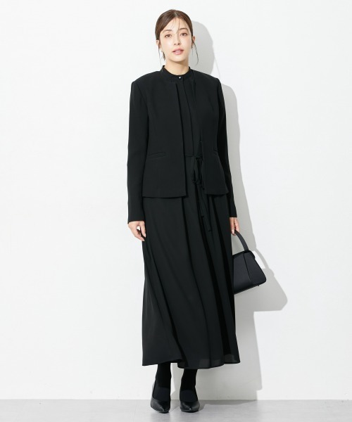 セレモニースーツ セットアップ 高身長　「喪服・礼服」前開きロングワンピースアンサンブル（ウォッシャブル・接触冷感）（トールサイズ） レディースの画像