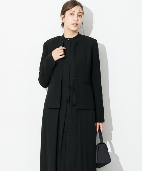 セレモニースーツ セットアップ 高身長　「喪服・礼服」前開きロングワンピースアンサンブル（ウォッシャブル・接触冷感）（トールサイズ） レディースの画像