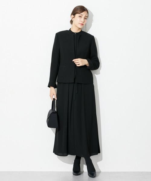 セレモニースーツ セットアップ 高身長　「喪服・礼服」前開きロングワンピースアンサンブル（ウォッシャブル・接触冷感）（トールサイズ） レディースの画像