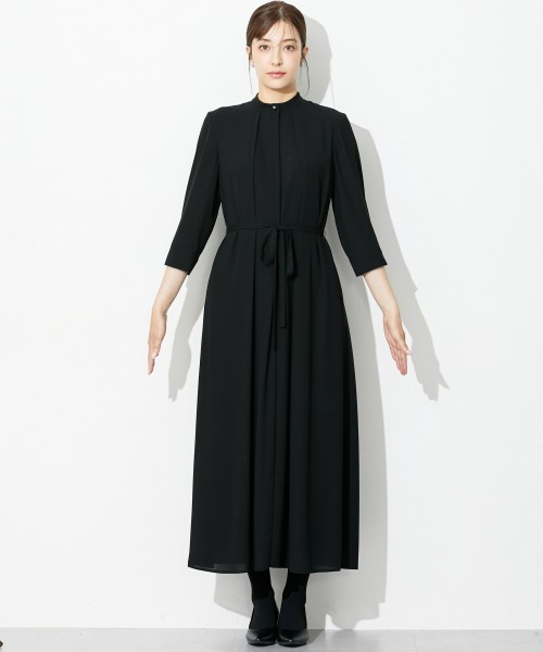 セレモニースーツ セットアップ 高身長　「喪服・礼服」前開きロングワンピースアンサンブル（ウォッシャブル・接触冷感）（トールサイズ） レディースの画像