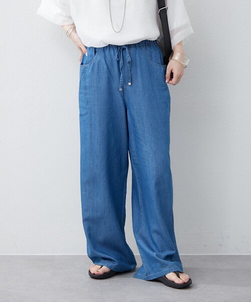 【美品】DOORS テンセルデニムイージーパンツ・ブラウス　セット売り そらかぁちゃん様専用！！ DOORS テンセルデニムイージーパンツ
