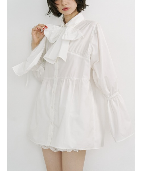 jouetie（ジュエティ） ブラウス シャツ リボンタイチュニックシャツ