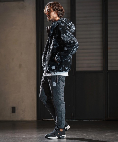 wjk reluxe パーカー mpa3878-paisley pattern boa fleece parka ボア