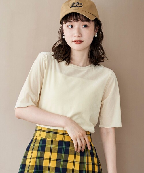 coen（コーエン） tシャツ 半袖 シアーベロアハーフスリーブTシャツ