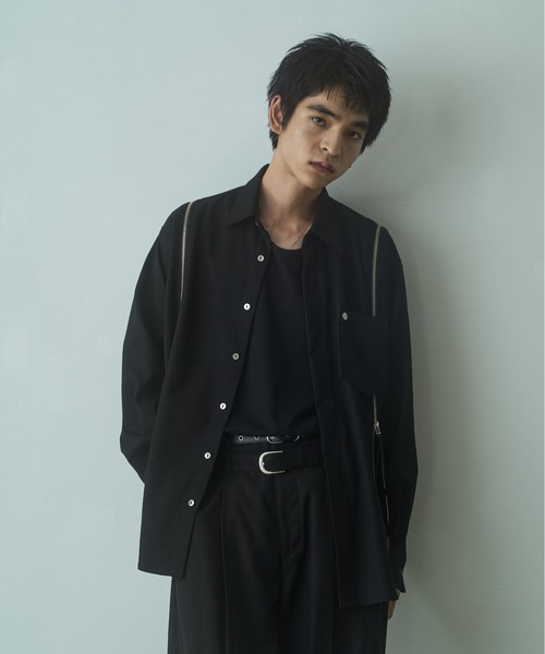 新品❤️FORTYNINERS ジップアップシャツ ブラック PHILTHEORY シャツ string zip shirts / ストリングジップシャツ