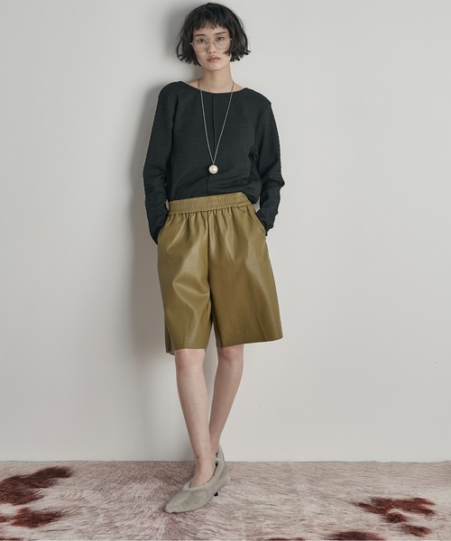 THE Yon パンツ フェイクレザーハーフパンツ レディース : ZOZOTOWN