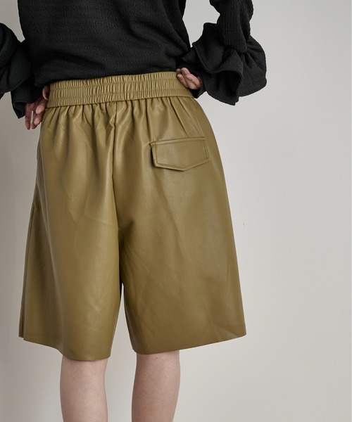 THE Yon パンツ フェイクレザーハーフパンツ レディース : ZOZOTOWN