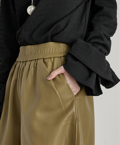 THE Yon パンツ フェイクレザーハーフパンツ レディース : ZOZOTOWN