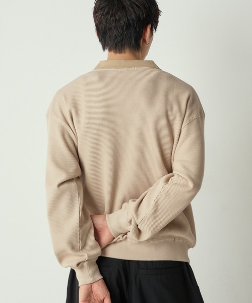 サーマルポロシャツS Adoon plain ポロシャツ Decorative button Thermal skipper Polo