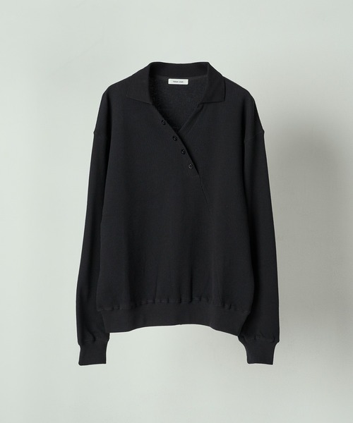 サーマルポロシャツS Adoon plain ポロシャツ Decorative button Thermal skipper Polo