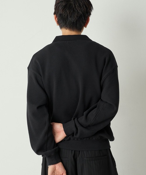 Adoon plain ポロシャツ Decorative button Thermal skipper Polo