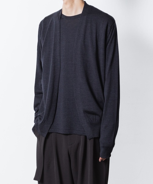 カーディガン × JOHN SMEDLEY MERINO EXTRAFINE BUTTONLESS V NECK CARDIGAN メンズの画像