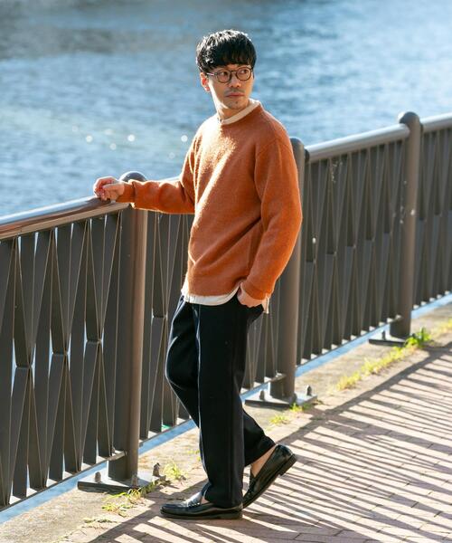 【ブルー】ブークレストレッチクルーニット URBAN RESEARCH ROSSO MEN セーター ニット ブークレストレッチクルー