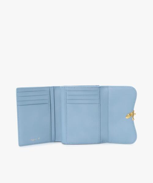 【未使用】agnes b.＊三つ折り財布＊ミニウォレット＊レザー＊ブルー＊箱付き agnes b.（アニエスベー） 財布 レザー 三つ折り ウォレット ZAW03−01