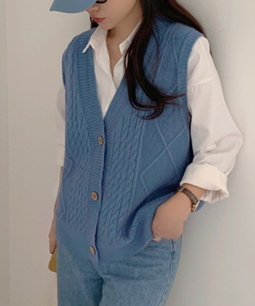 ReRe ベスト ジレ ケーブルニットベスト レディース : ZOZOTOWN Yahoo