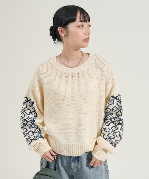 ニット セーター クローバー柄 ショート丈ニット レディース | FREAK'S STORE
