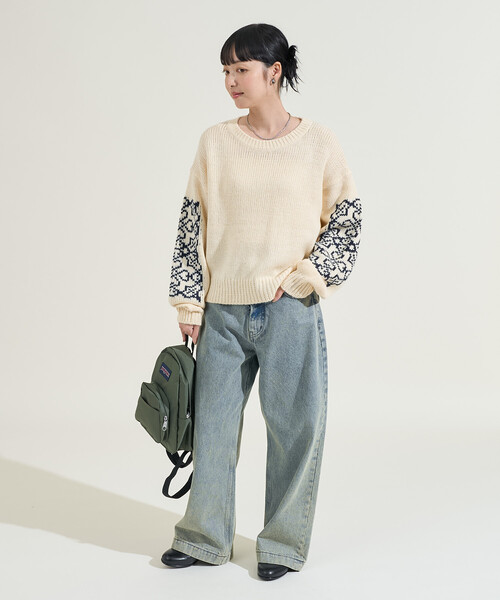 ニット セーター クローバー柄 ショート丈ニット レディース | FREAK'S STORE | 14