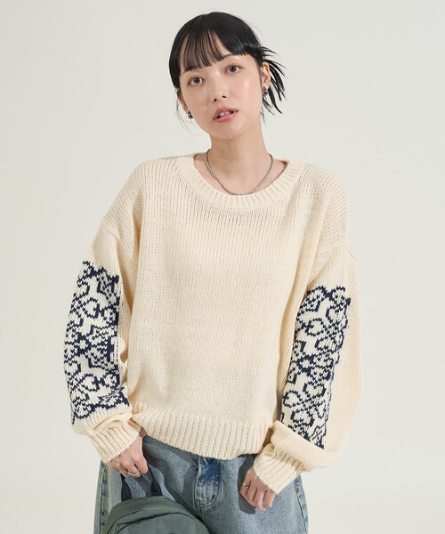 ニット セーター クローバー柄 ショート丈ニット レディース | FREAK'S STORE | 17