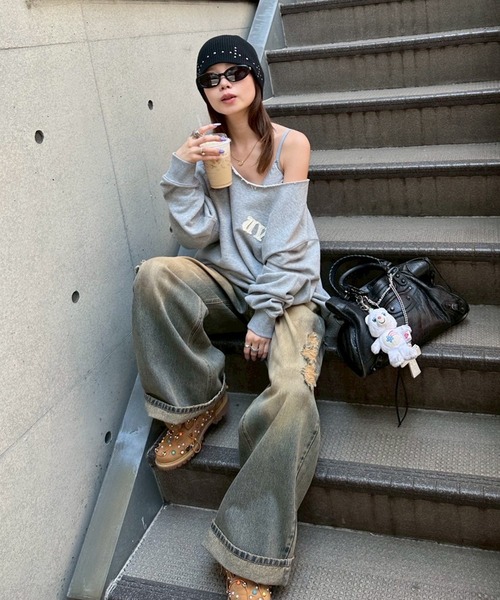 ACLENT（アクレント） ニット帽 ニットキャップ クロススタッズ