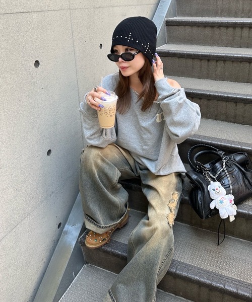 ACLENT（アクレント） ニット帽 ニットキャップ クロススタッズ