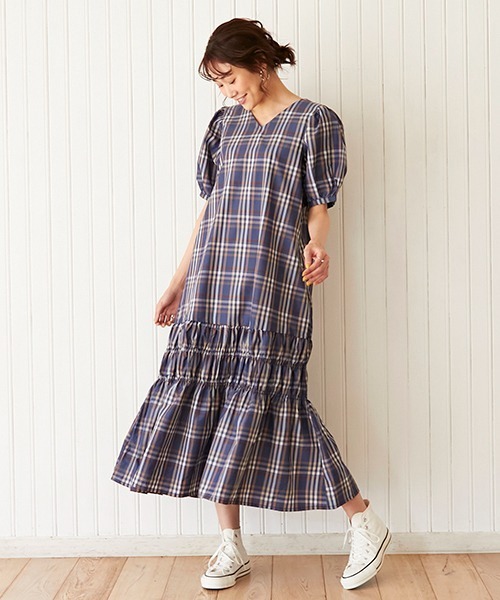 「petit main LIEN」 半袖ワンピース FREE ネイビー レディース_画像3