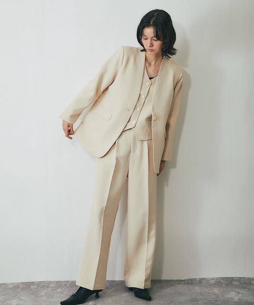 SMILE ORCHID セットアップ ジレ＆ノーカラージャケット＆パンツ3点