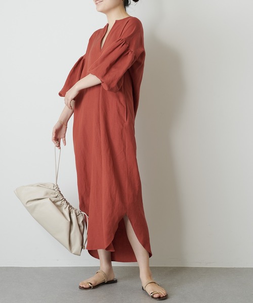 「Whim Gazette」 7分袖ワンピース FREE チャコールグレー レディース_画像3