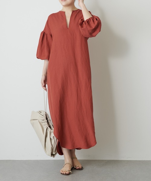 「Whim Gazette」 7分袖ワンピース FREE チャコールグレー レディース_画像4