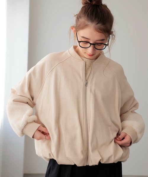 ジャケット・アウター JIN Jines（ジネス） ブルゾン アウター ボアドッキング裏毛ブルゾン