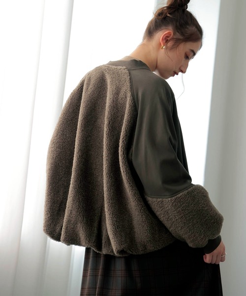 Jines（ジネス） ブルゾン アウター ボアドッキング裏毛ブルゾン