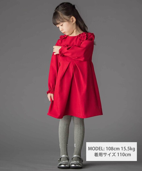 BeBe Petits Pois Vert（ベベ プチ ポワ ヴェール） ワンピース 立体花