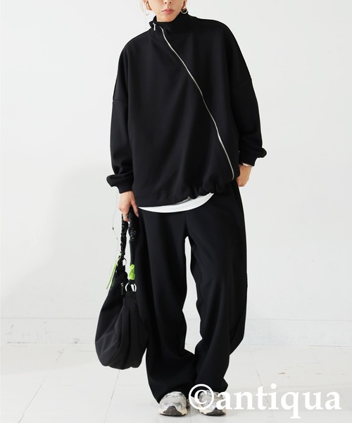 antiqua（アンティカ） パンツ 裏起毛 ジョーゼット風 パンツ