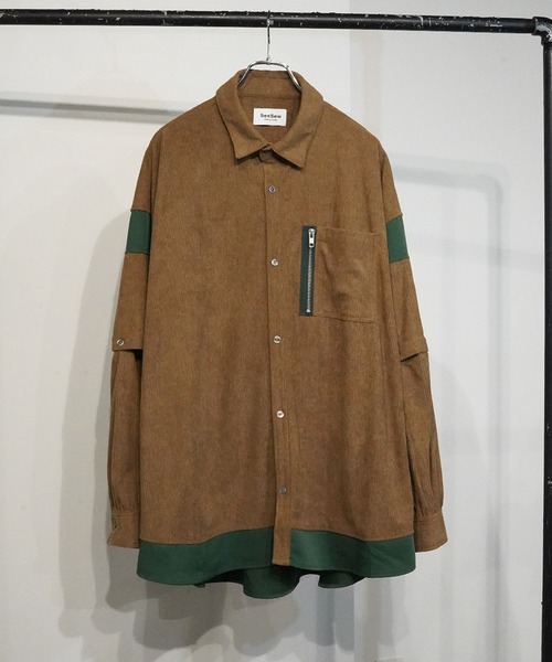 SeeSew シャツ 「UNISEX」CORDUROY 2WAY BLOCK SHIRTS/コーデュロイ