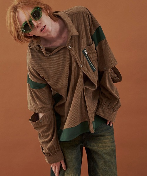 SeeSew シャツ 「UNISEX」CORDUROY 2WAY BLOCK SHIRTS/コーデュロイ