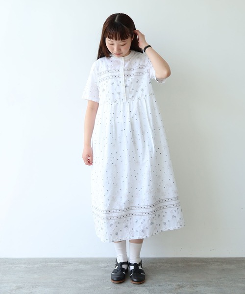 bulle de savon（ビュルデサボン） ワンピース びわ刺繍 ワンピース