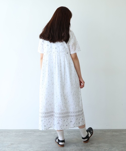 bulle de savon（ビュルデサボン） ワンピース 半袖 びわ刺繍
