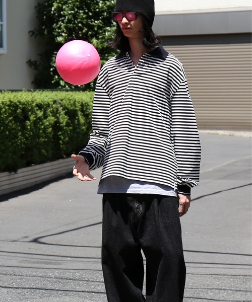 KAIKO（カイコー） ポロシャツ KAIKO Long sleeve border polo shirt