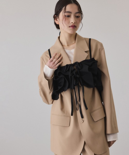 アダムエロペ 2way 中綿ライナー シングルブレストオーバージャケット M ADAM ET ROPÉ FEMME(アダム エ ロペ ファム) / シングルブレスト