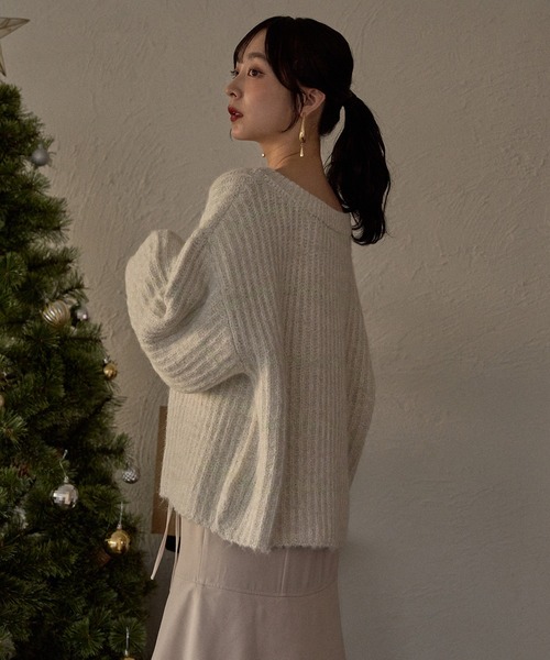新品mica&deal ボーダー vネックニット mideal（マイディール） ニット セーター V neck border knit / V