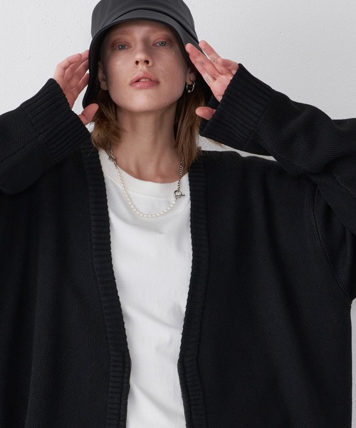 「AIVER」 ニットカーディガン MEDIUM ブラック メンズ_画像2