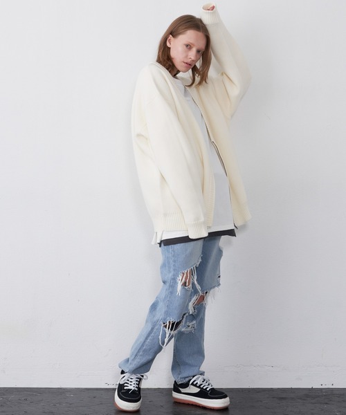 「AIVER」 ニットカーディガン MEDIUM ブラック メンズ_画像5