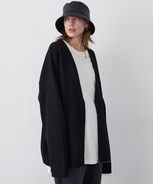 「AIVER」 ニットカーディガン MEDIUM ブラック メンズ_画像7