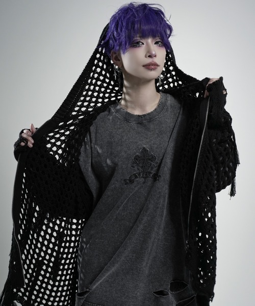 REFLEM レフレム フリンジニットパーカー ブラック REFLEM（レフレム） パーカー 「REFLEM/レフレム」フリンジニットZIP