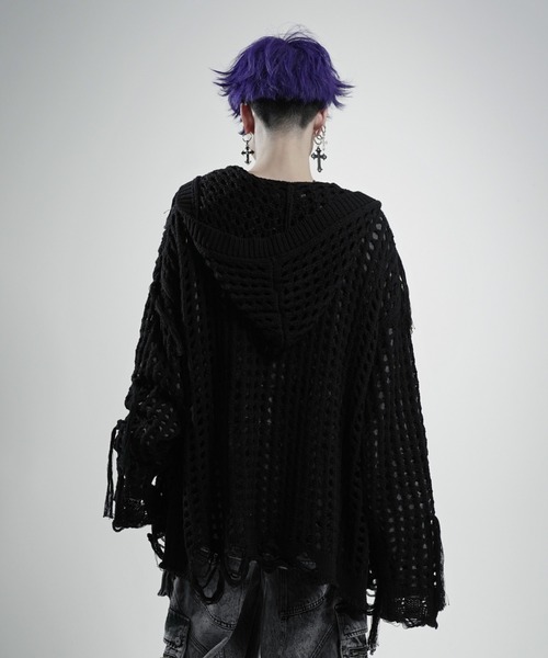 REFLEM レフレム フリンジニットパーカー ブラック REFLEM（レフレム）の「『REFLEM/レフレム』フリンジニットパーカー